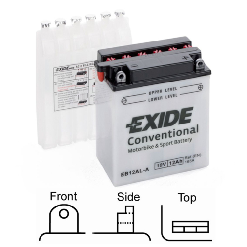 EXIDE suchá, přednabitá 12V 12Ah 165A 134x80x160 ploché póly