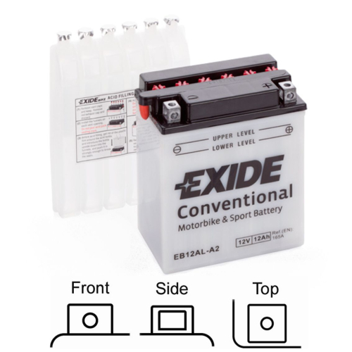 EXIDE suchá, přednabitá 12V 12Ah 165A 134x80x160