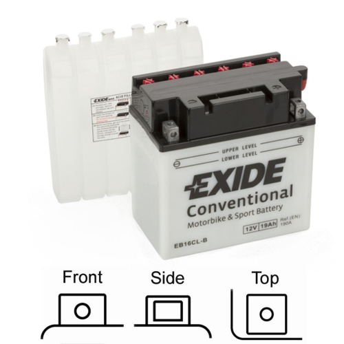 EXIDE suchá, přednabitá 12V 19Ah 190A 175x100x175