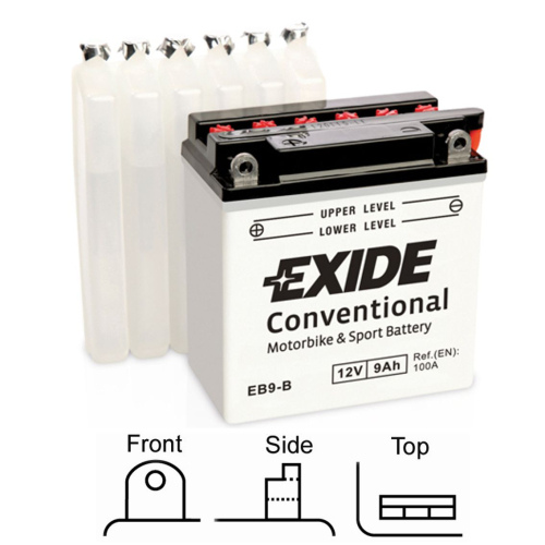 EXIDE suchá, přednabitá 12V 9Ah 100A 135x75x139 LEVÁ