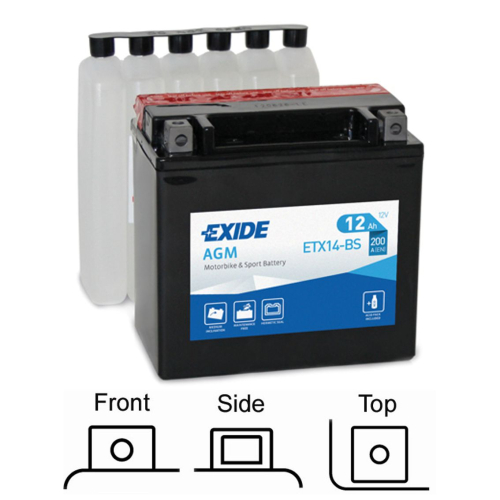 EXIDE AGM suchá, přednabitá 12V 12Ah 200A 150x87x145 LEVÁ