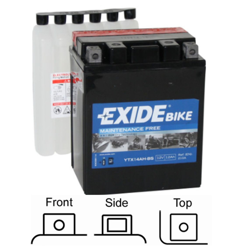 EXIDE AGM suchá, přednabitá 12V 12Ah 210A 134x89x164 LEVÁ