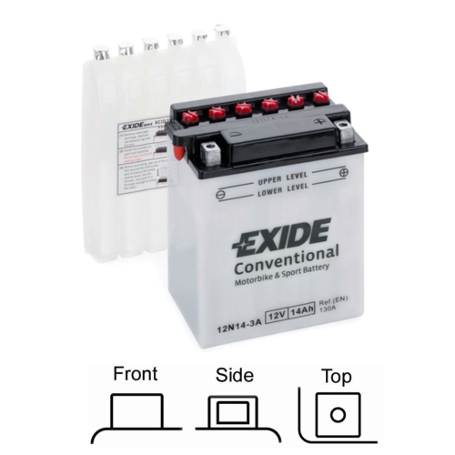 EXIDE suchá, přednabitá 12V 14Ah 130A 134x89x166