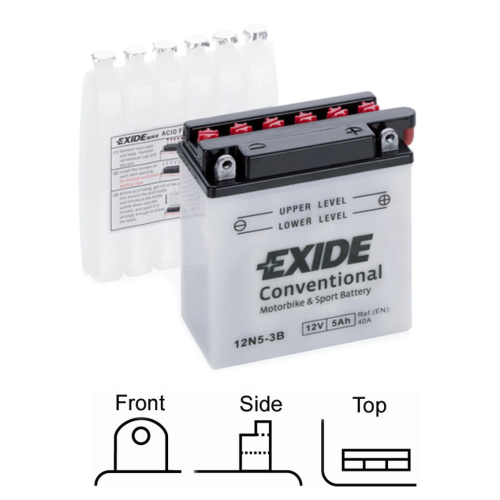 EXIDE suchá, přednabitá 12V 5Ah 40A 120x60x130