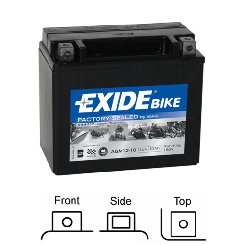 EXIDE AGM naplněná z výroby 12V 10Ah 150A 150x87x130 LEVÁ