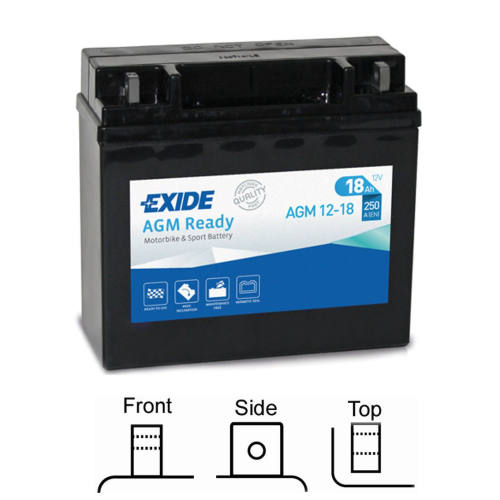 EXIDE AGM naplněná z výroby 12V 18Ah 250A 181x77x167