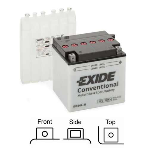 EXIDE suchá, přednabitá 12V 30Ah 300A 165x130x176