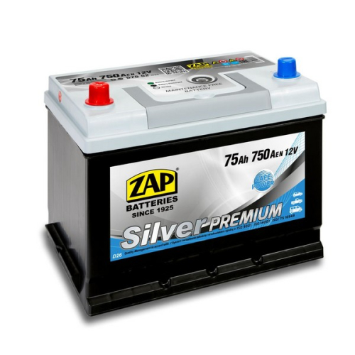 ZAP Silver Premium Asia 75Ah 12V 750A 261x175x200/220 LEVÁ