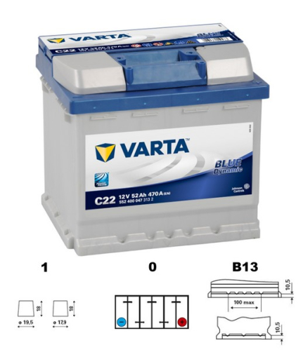 VARTA Blue dynamic 52Ah 12V 470A 207x175x190