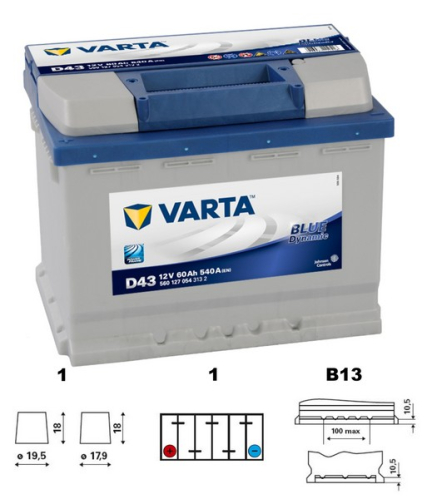 VARTA Blue dynamic 60Ah 12V 540A 242x175x190 LEVÁ