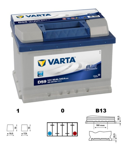 VARTA Blue dynamic 60Ah 12V 540A 242x175x175