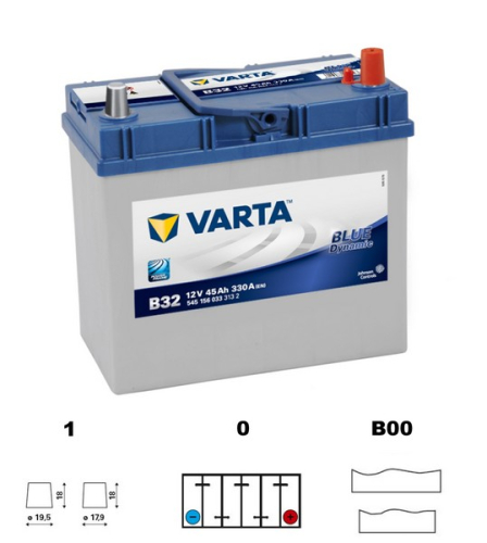 VARTA Blue dynamic Asia 45Ah 12V 330A 238x129x227