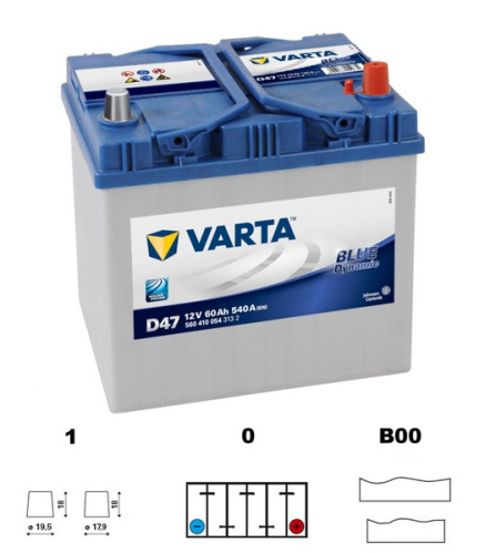 VARTA Blue dynamic Asia 60Ah 12V 540A 232x173x225