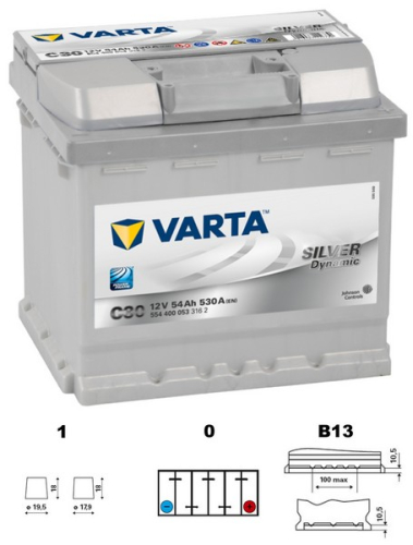 VARTA Silver dynamic 54Ah 12V 530A 207x175x190