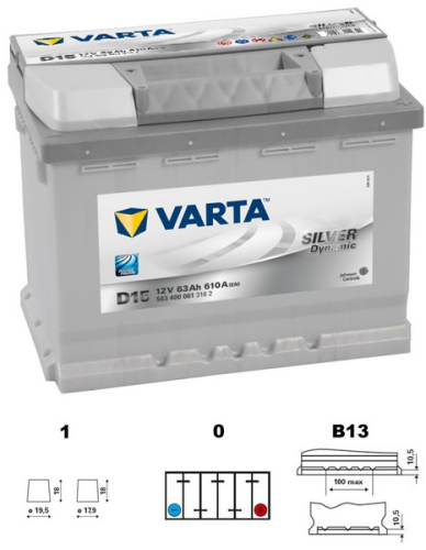 VARTA Silver dynamic 63Ah 12V 610A 242x175x190