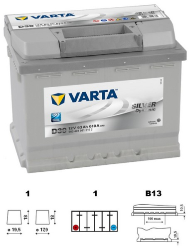 VARTA Silver dynamic 63Ah 12V 610A 242x175x190 LEVÁ