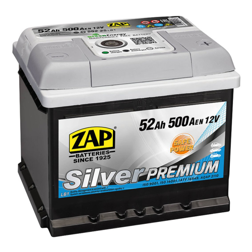 ZAP Silver Premium 52Ah 12V 500A 206x175x175