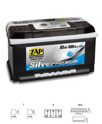 ZAP Silver Premium 85Ah 12V 800A 314x175x175